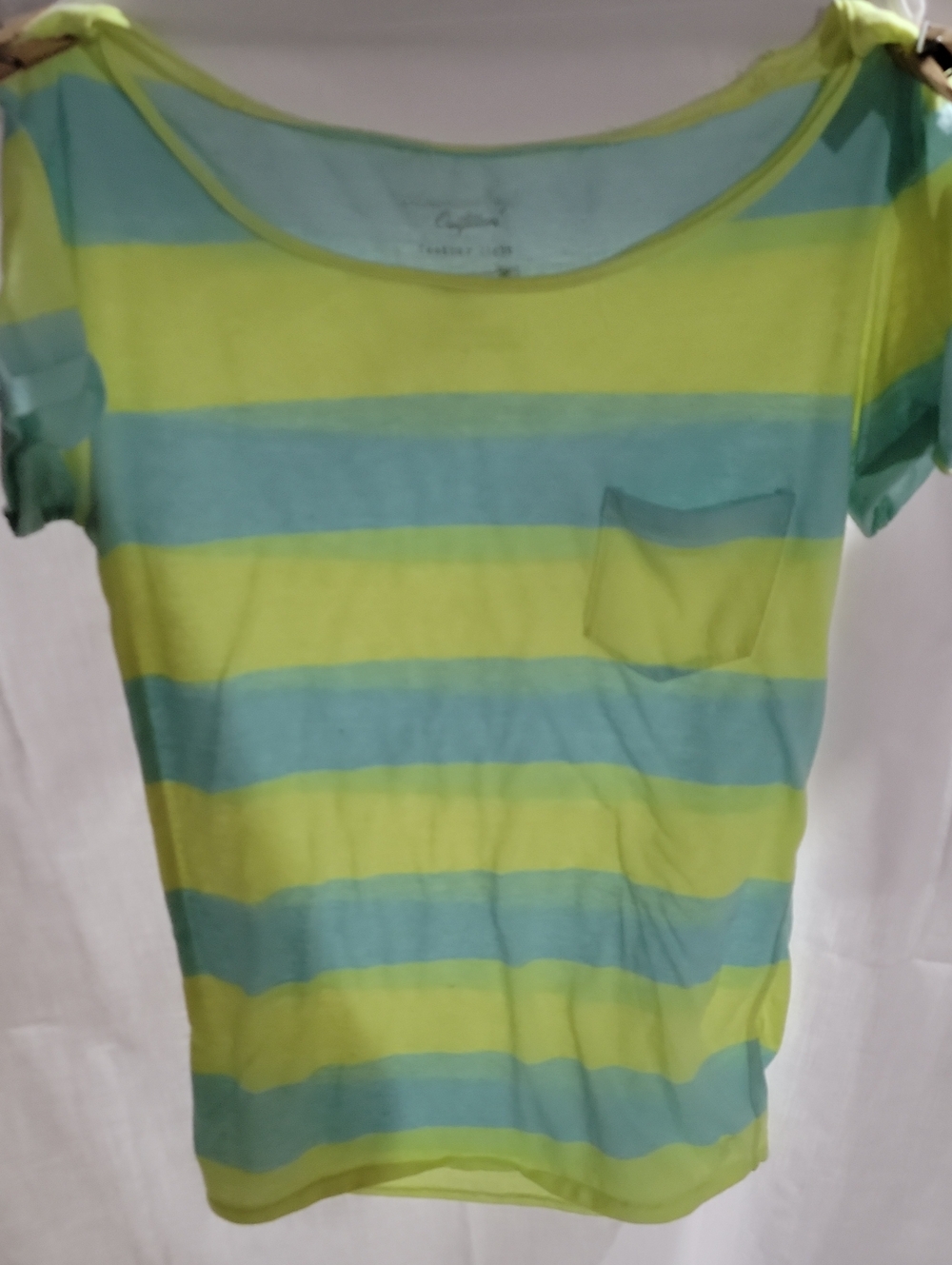 American Eagle Outfitters Pastel Striped Tee in Yellow and Aqua